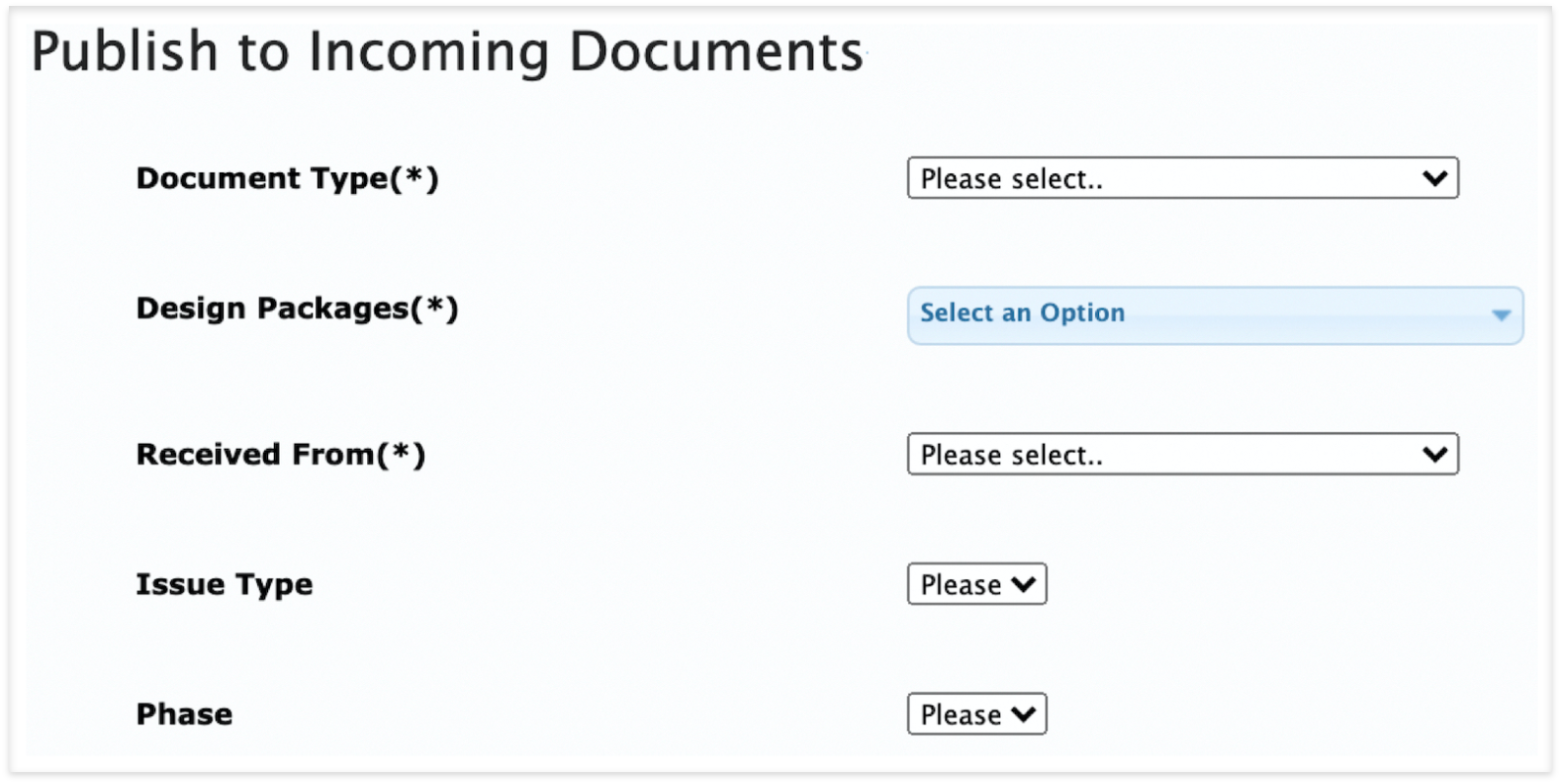 Publish to incoming documents