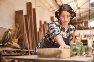 Young-Woman-Carpenter-wearing -Protection