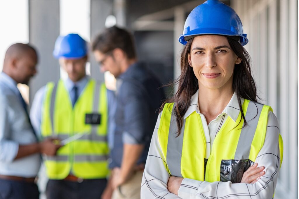 Woman working on a construction site